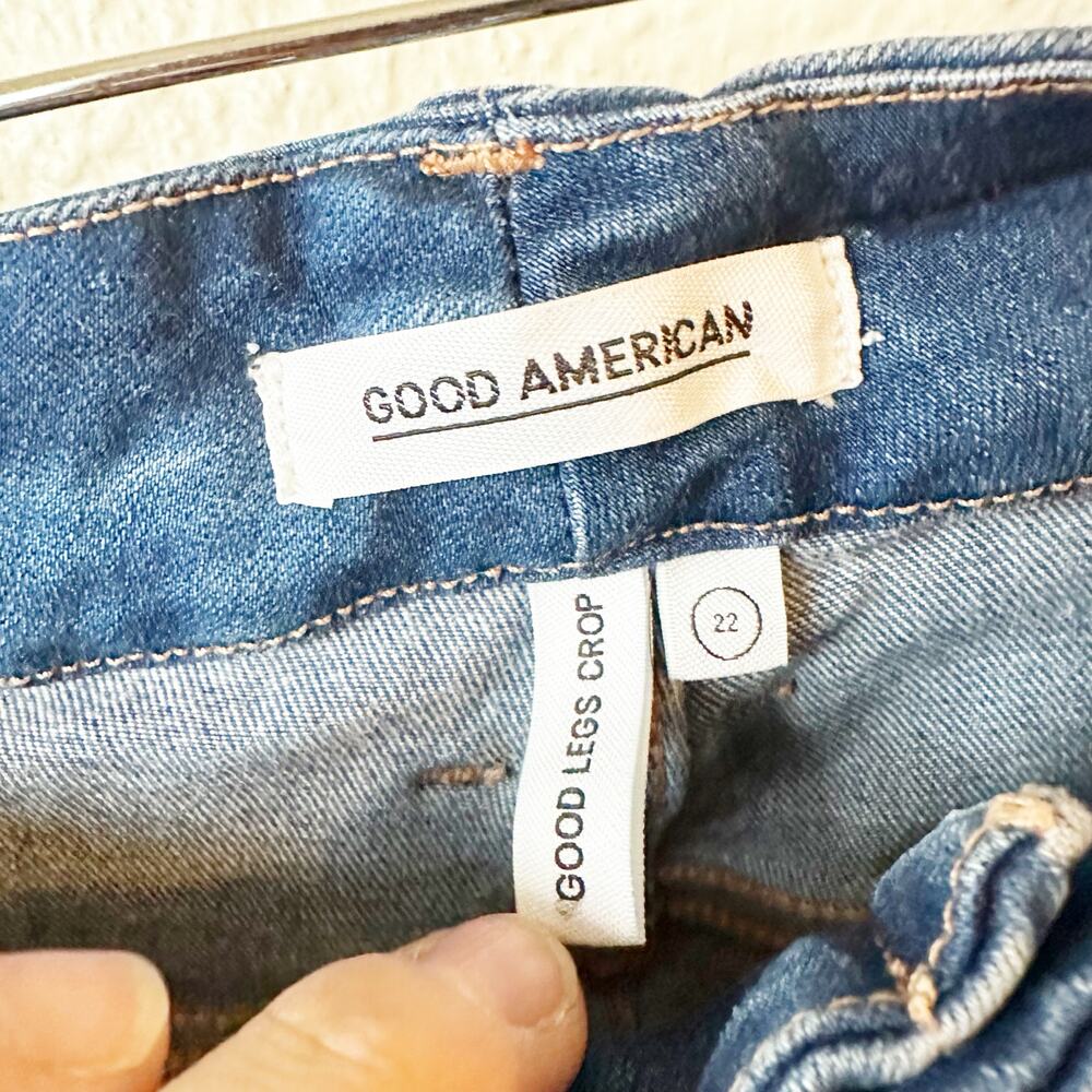 Good American Good Legs Crop High Rise Skinny Jeans Distressed Womens Size 22 - Picture 4 of 9